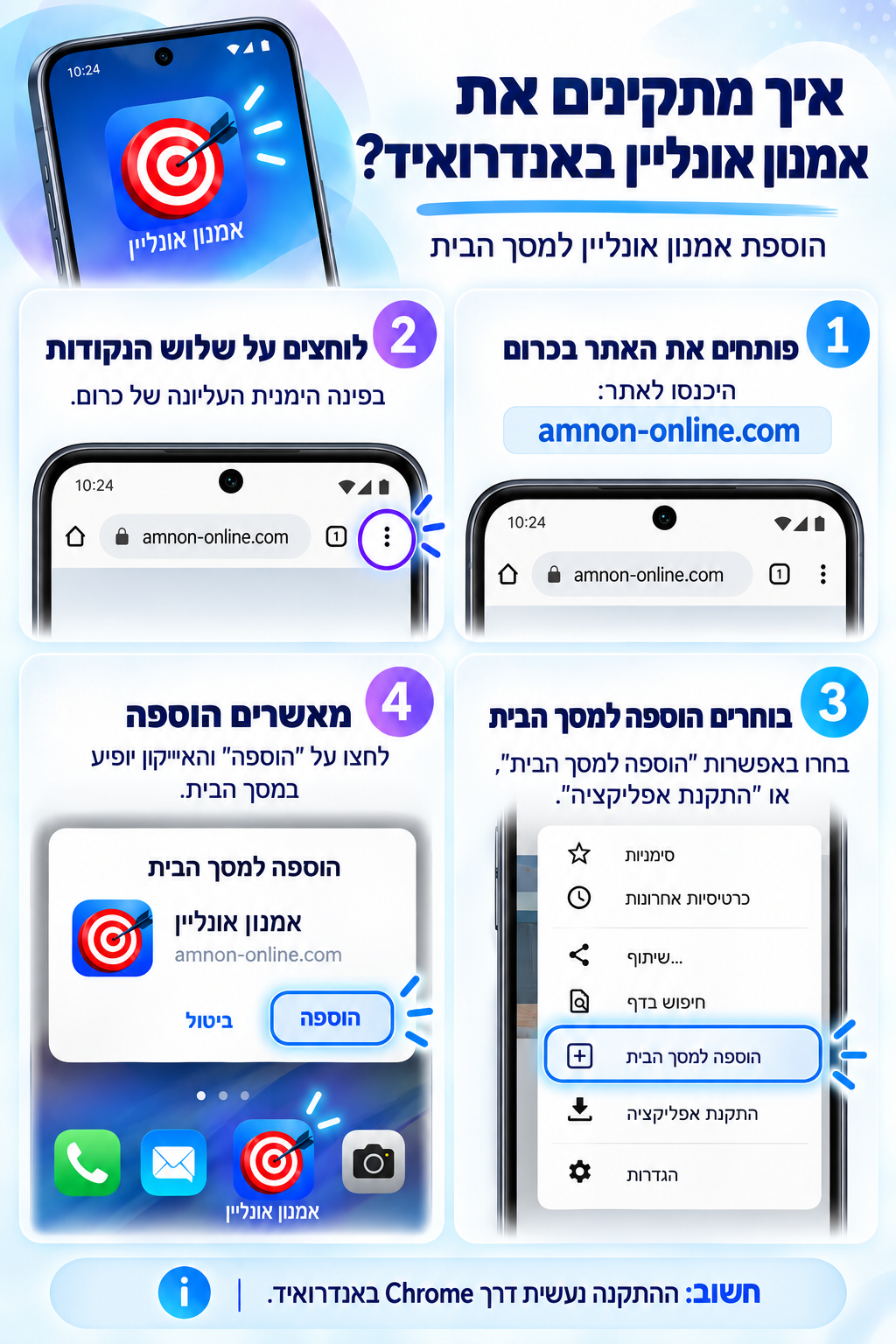 מדריך מצולם: איך מתקינים את אמנון אונליין כאפליקציה באנדרואיד דרך כרום